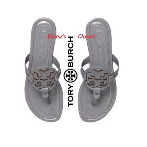 TORY BURCH MILLER SANDALS MALTA GRAY PATENT sz 9.5